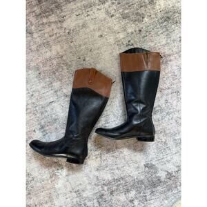 CIAO BELLA EQUESTRIAN BROWN/TAN RIDING LEATHER KNEE HIGH BOOTS SIZE 6 WOMENS
